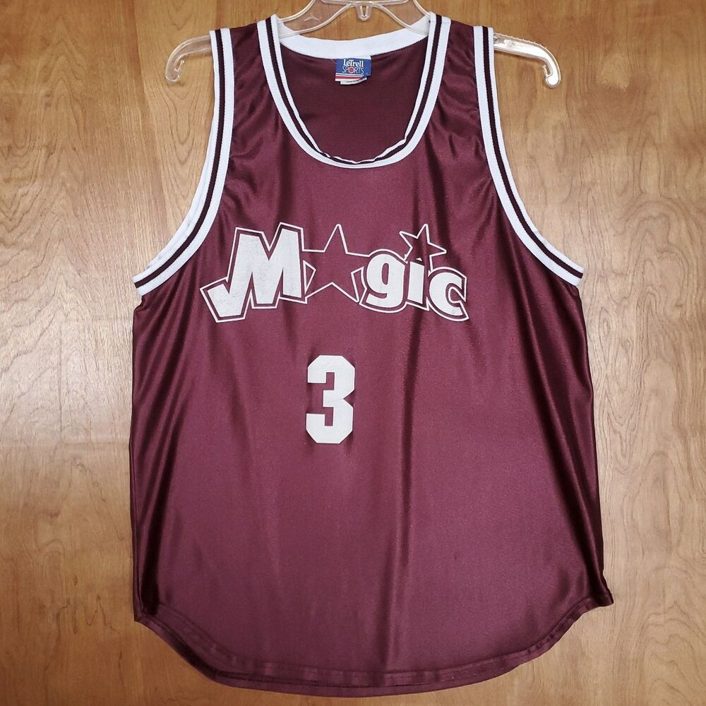Vintage Orlando Magic Jersey #3 Size L Burgundy Nylon LeTrell Sports Basketball